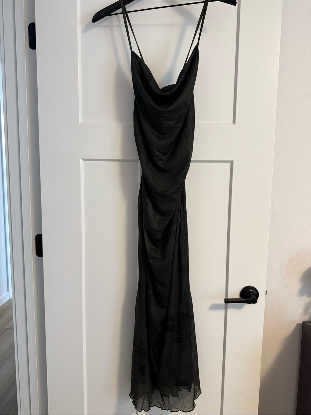 Women's Olive Slip Maxi Dress with Cowl Neck